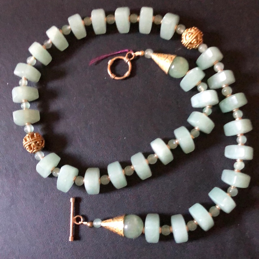 Celedon & Antique Brass Necklace